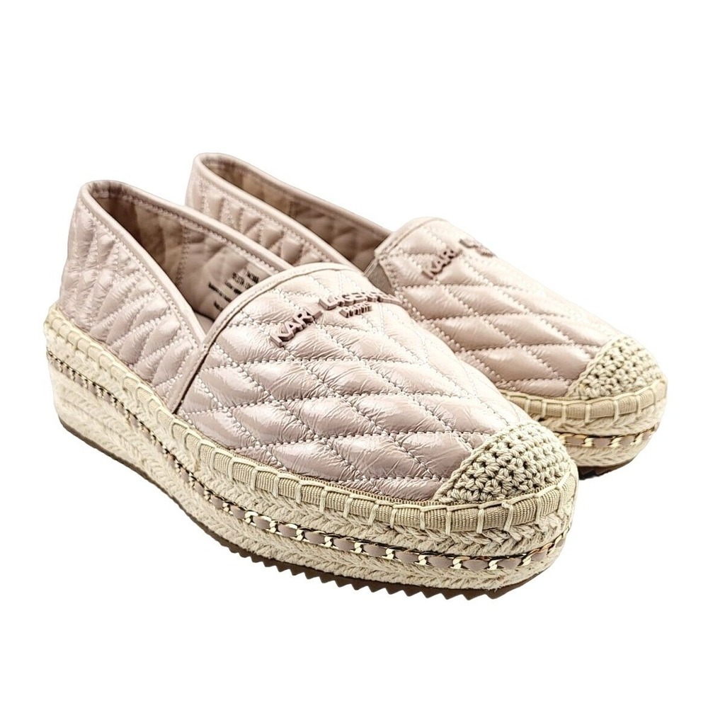 NWOT Karl Lagerfeld Quilted Rose Colored Espadrille Shoes - Size 7.5